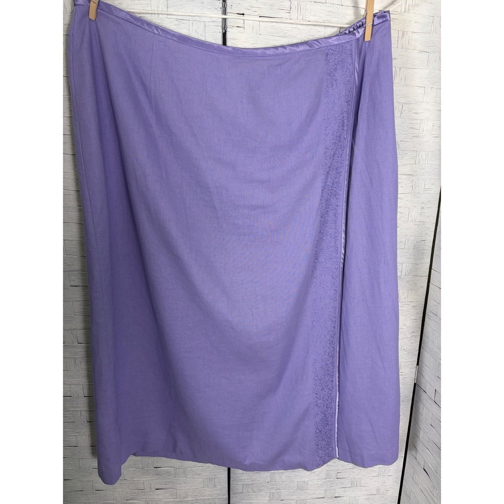 Norton McNaughton Woman Skirt Purple Linen Rayon Blend Embroidered Plus Size